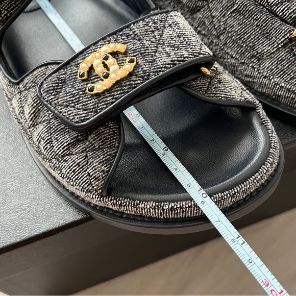Auth BNIB Chanel 21A Rare Denim Deep Gray Dad Sandals -Size 38 - Picture 14 of 16